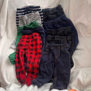Kids 6-9 Month Leggings/Bottoms Bundle - 10 Pairs Denim, Footie, Plaid, Stripes